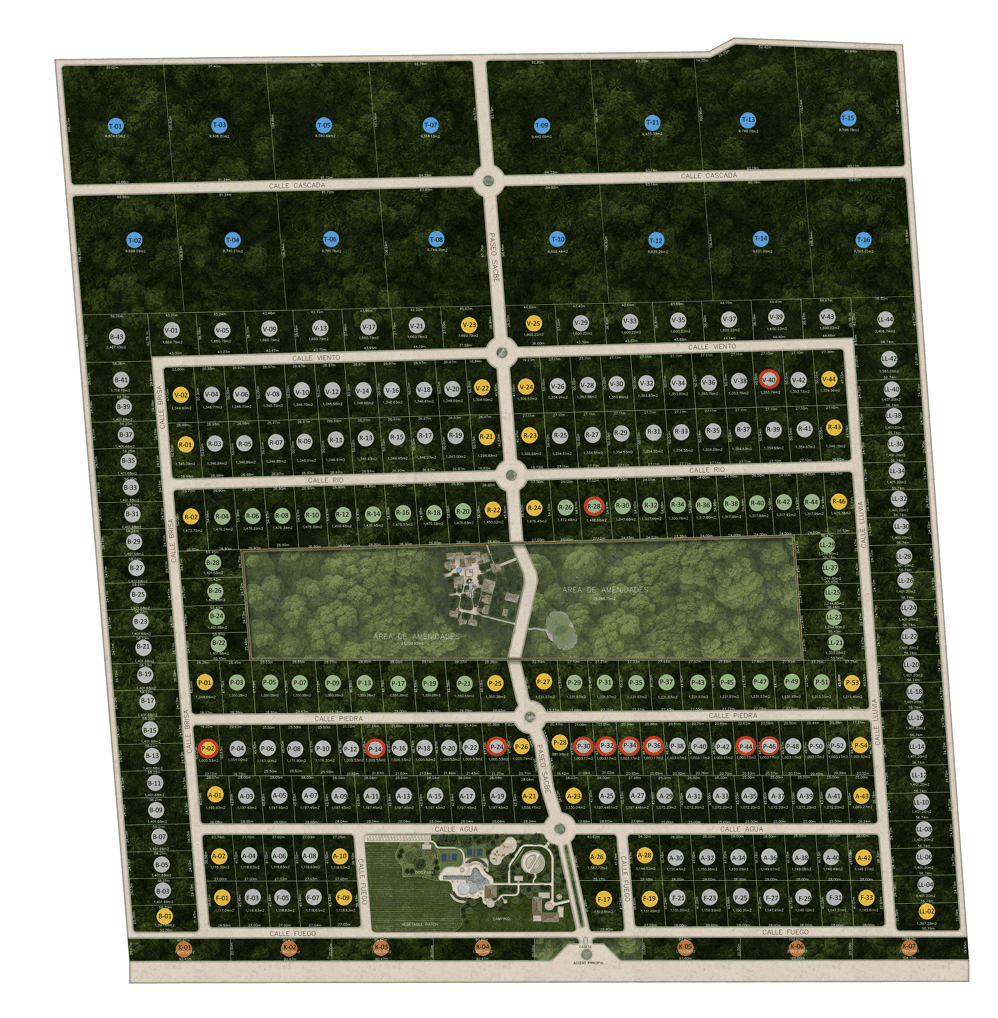 Master Plan de Aldea Sacbé - distribución general de lotes